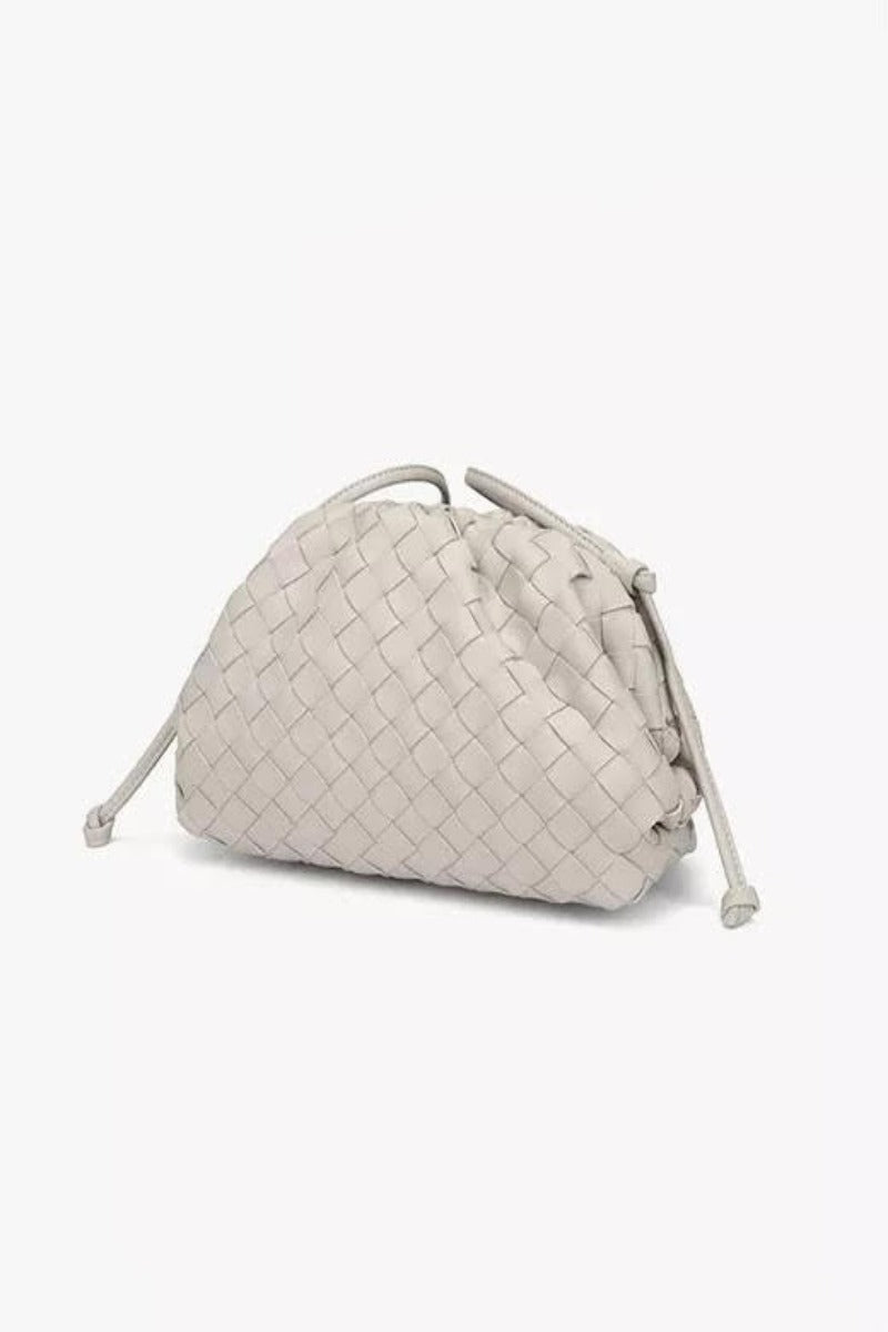 Genuine Leather Pouch B&A Woven Off White